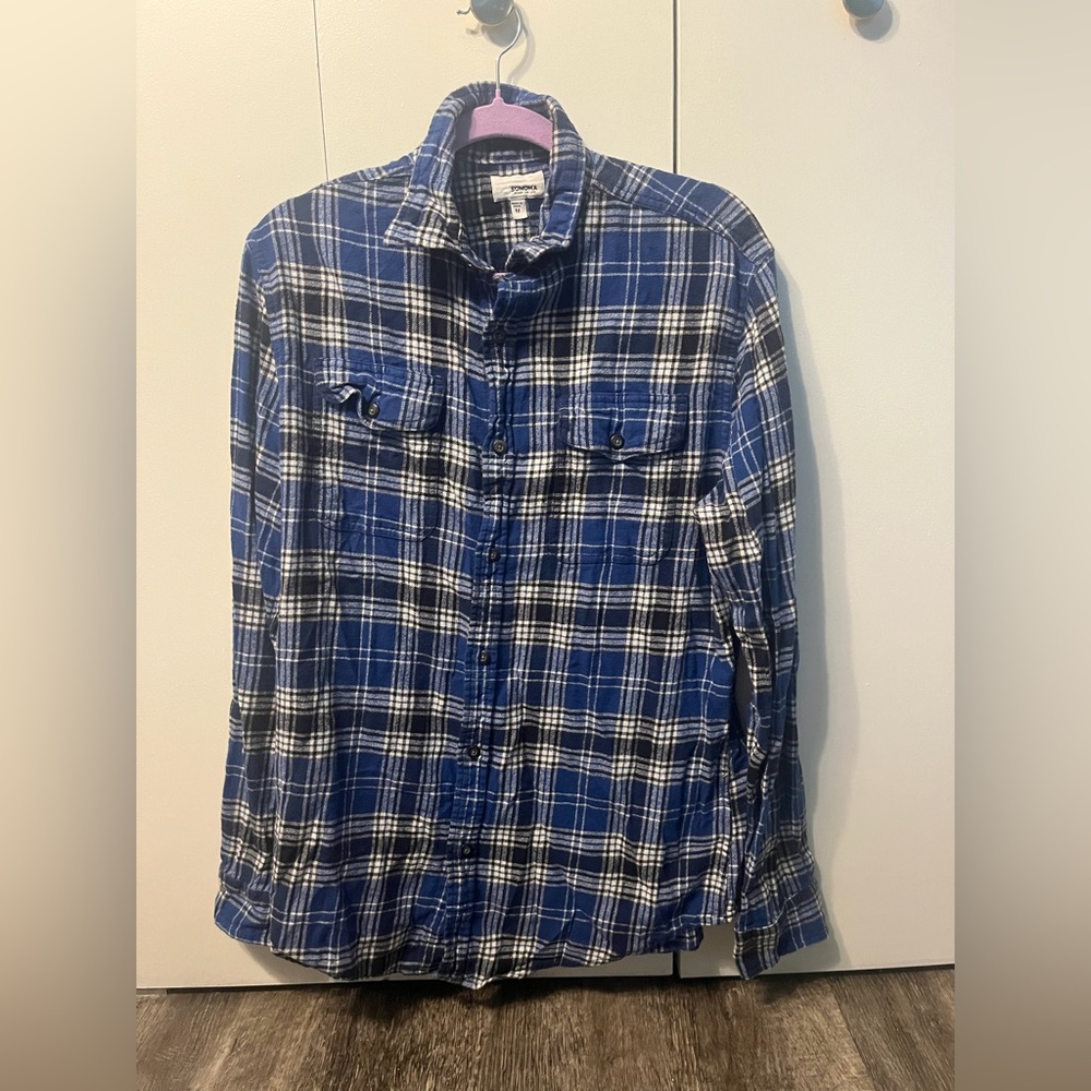Sonoma Blue & White Plaid Lightweight Shirt Jacket